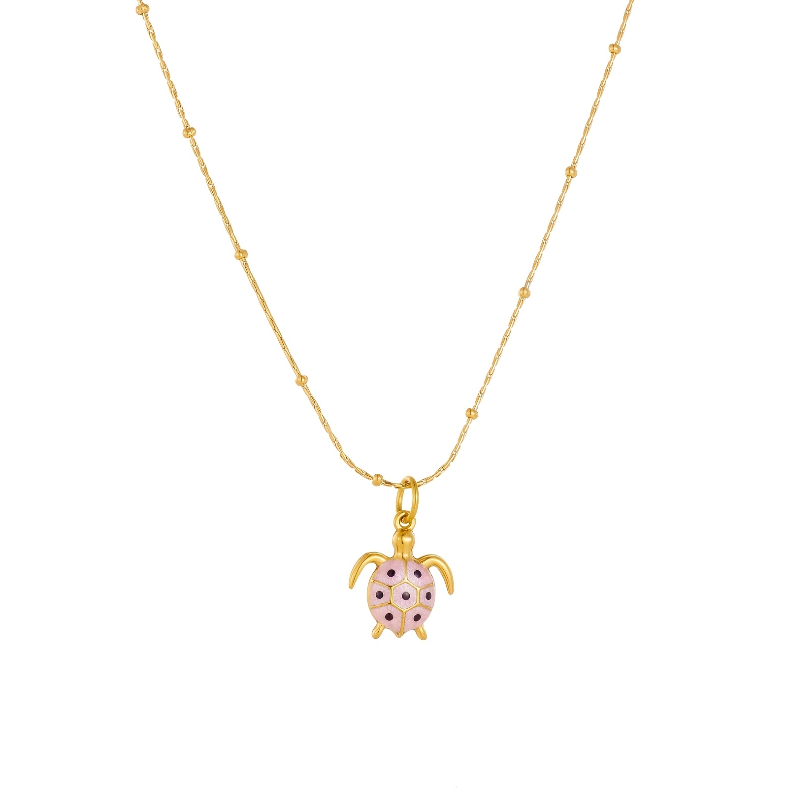 Women's Enamel Sea Turtle Pendant Necklace, Beach Style